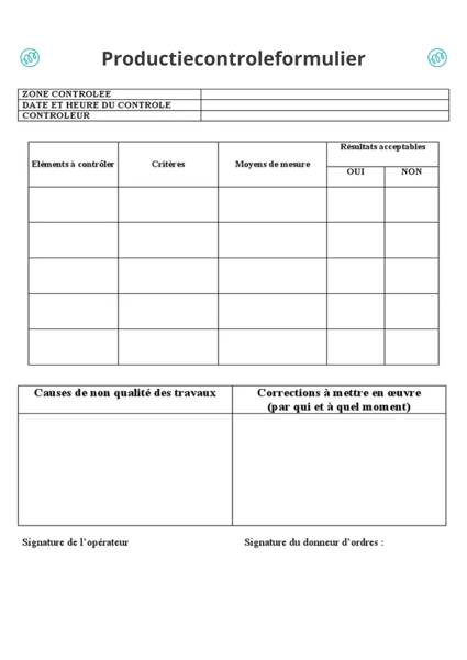 Fiche de controle production