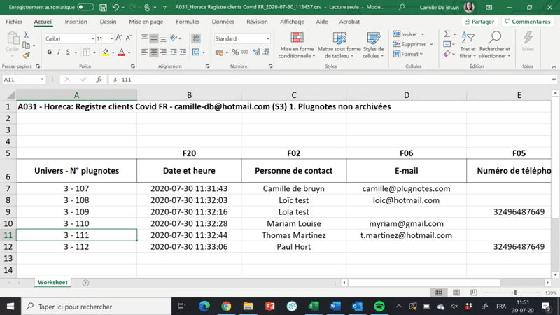 Excel for Horeca